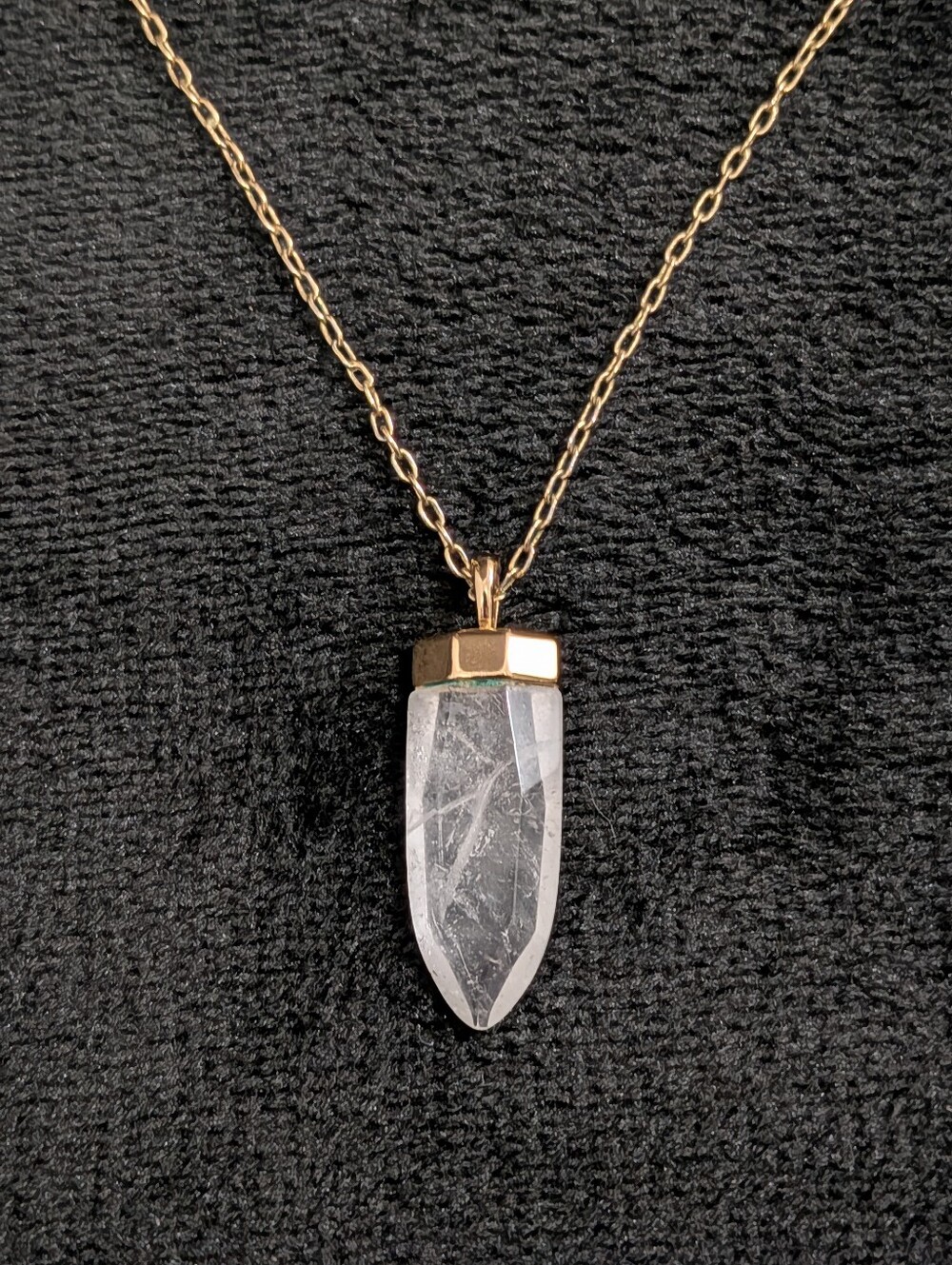 Stella & Dot Quartz Crystal Amulet Golden Pendant Necklace